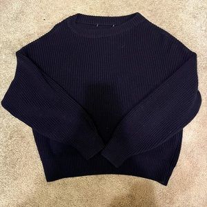 Blue Knitted Sweater! Cinched at the bottom and wrists